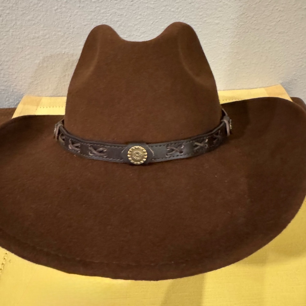 Twister Brown Cowboy Hat with Wide Brim and Pinched Crown